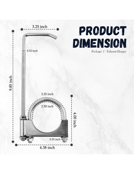 Abrazadera de Escape Ajustable YGDMD 2.5" con Soporte