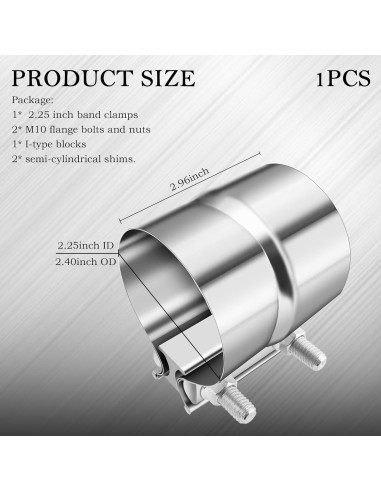 Abrazadera de escape CXCCOI 2.25" ID/OD Acero Inoxidable