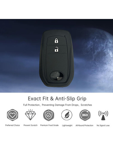 Cubierta de Llave de Silicona Toyota Yaris Hilux 2 Botones Negro