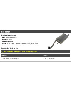 Silenciador Trasero Toyota Corolla 2003-2004 1.8L 4 Cilindros 2