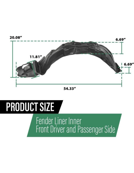 Forros de Guardabarros LQI para Toyota Corolla 2003-2008 Negro