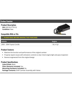 Canister de Carbono Marketplace Auto Parts para Toyota Corolla 2003-2004 1.8L 2