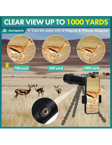 Monóculo Aurosports 10-30x40 Zoom Alta Potencia para Aves