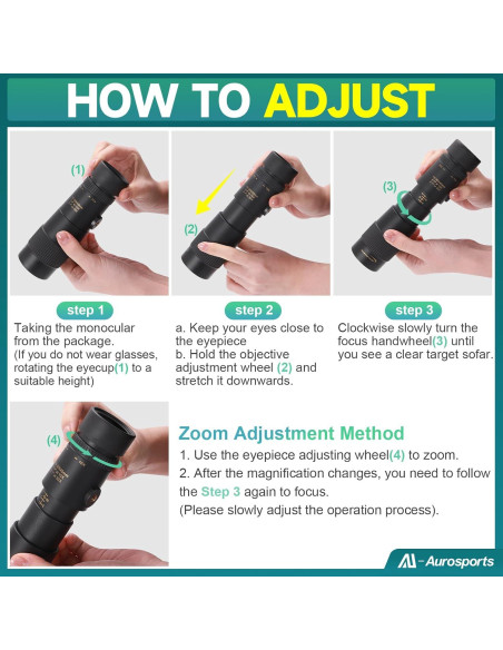 Monóculo Aurosports 10-30x40 Zoom Alta Potencia para Aves