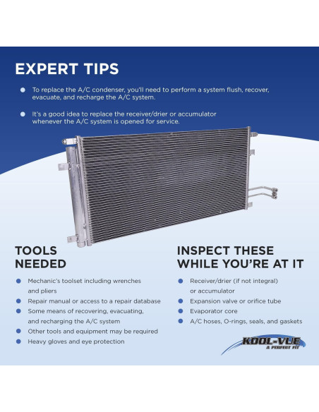 Condensador A/C Kool Vue para Toyota Corolla 2005-2008 1.8L