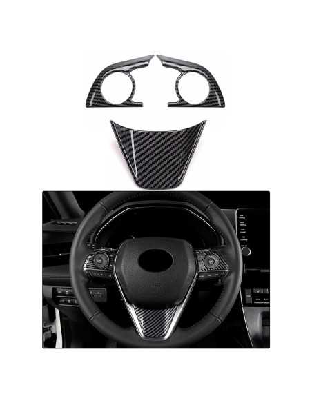 3 Piezas Cubierta Botón Volante ABS Fibra Carbono Toyota