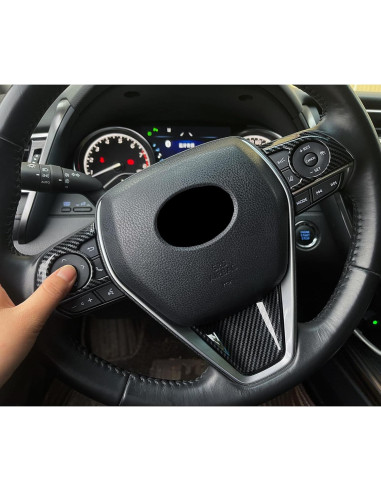 3 Piezas Cubierta Botón Volante ABS Fibra Carbono Toyota