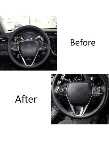 3 Piezas Cubierta Botón Volante ABS Fibra Carbono Toyota