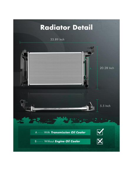 Radiador de motor SCITOO 2428 para Toyota Corolla y Pontiac Vibe
