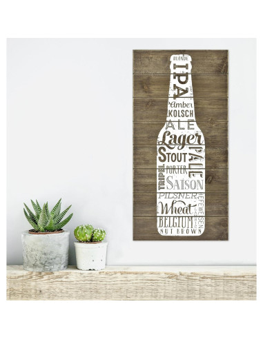 Arte de Pared MCS Variedades de Cerveza 50,8x25,4 cm Marrón