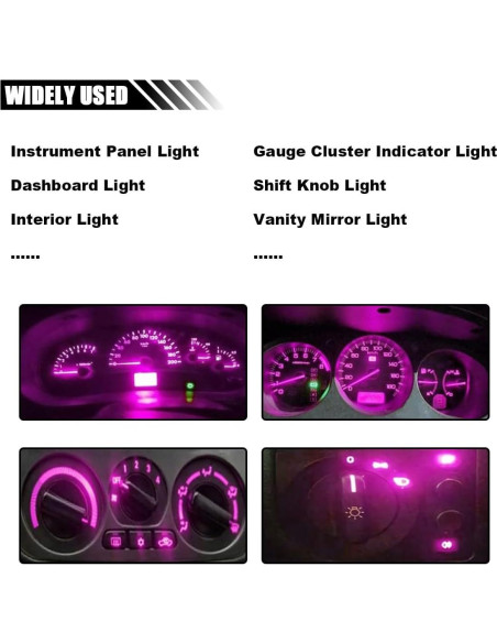 10 Bombillas LED T10 194 Joycourt para Tablero de Coche Rosa