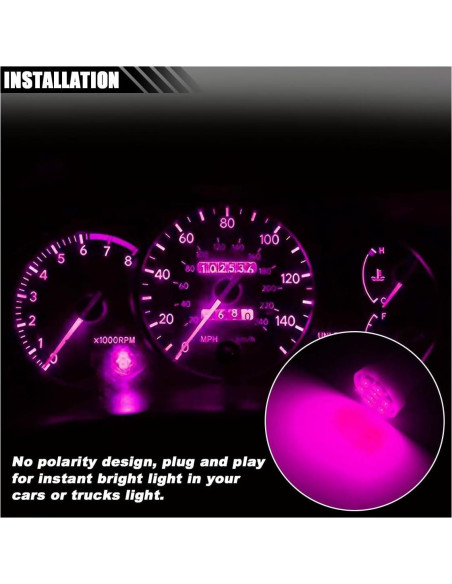 10 Bombillas LED T10 194 Joycourt para Tablero de Coche Rosa