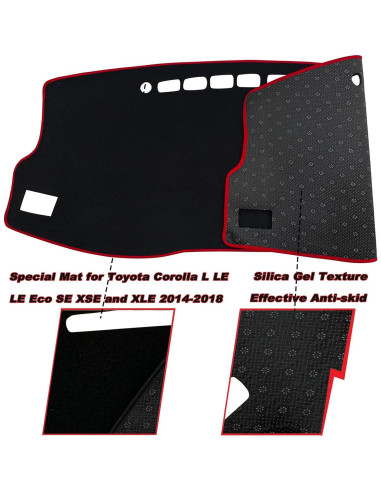 Cubierta de tablero KEEGTBOX para Toyota Corolla 2014-2018 Bisel Negro