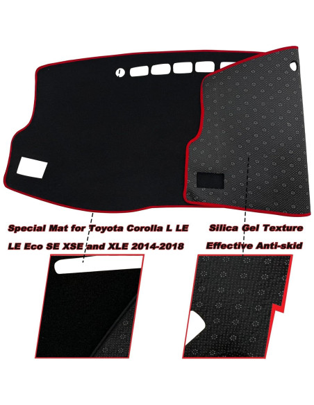 Cubierta de tablero KEEGTBOX para Toyota Corolla 2014-2018 Bisel Negro