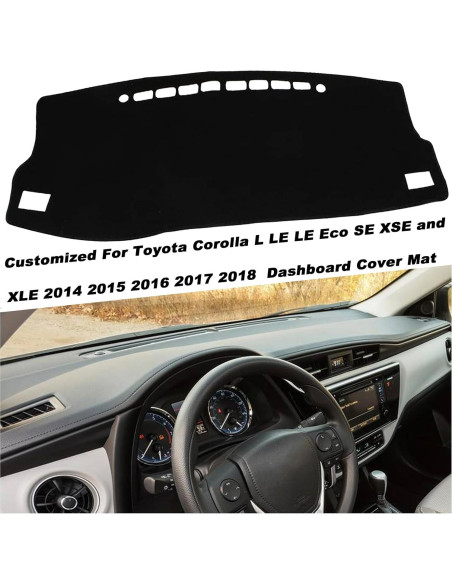 Cubierta de tablero KEEGTBOX para Toyota Corolla 2014-2018 Bisel Negro
