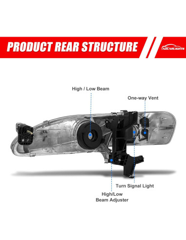 Conjunto de Faros Frontal ADCARLIGHTS para Toyota Corolla 1998-2000