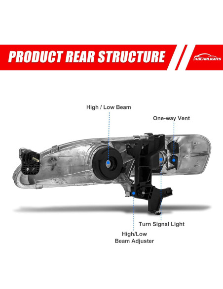 Conjunto de Faros Frontal ADCARLIGHTS para Toyota Corolla 1998-2000