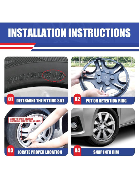 Juego de 4 Tapacubos Cromo 16" Hawkley para Toyota Corolla y Matrix