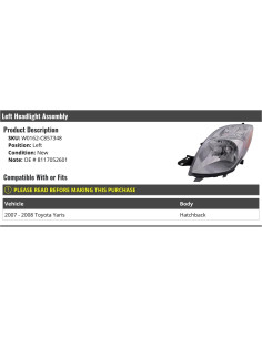 Faros Delanteros Izquierdo Toyota Yaris 2007-2008 - Marketplace Auto Parts 2