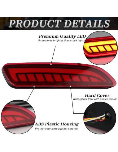Luz Reflectora LED Parachoques Trasero BINQIGOO Corolla Cross 2021-2023