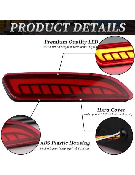 Luz Reflectora LED Parachoques Trasero BINQIGOO Corolla Cross 2021-2023