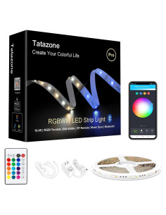 Tiras LED RGBWW Tatazone 5m Bluetooth Ajustable 3000K-6500K