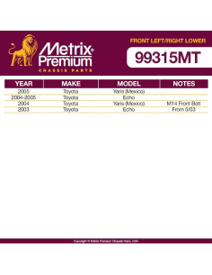 Brazo de Control Inferior Metrix para Toyota Yaris 04-05 2