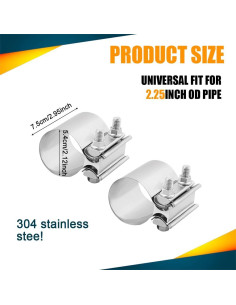 Abrazadera de escape RGOAANC 2.25" Acero Inoxidable 2Pack 2