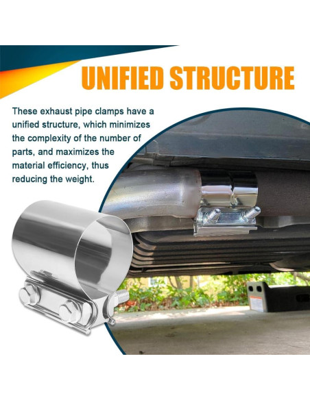 Abrazadera de escape RGOAANC 2.25" Acero Inoxidable 2Pack