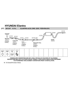 Tubo de escape Walker 53870 para Hyundai Elantra 2007-2012 2