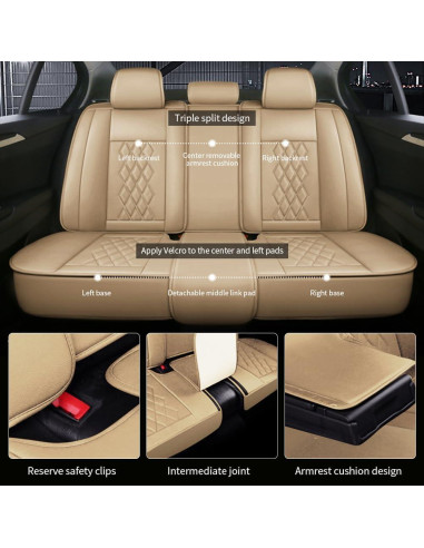 5 Fundas de Asiento AXYWZ para Toyota Yaris 2007-2020 Beige