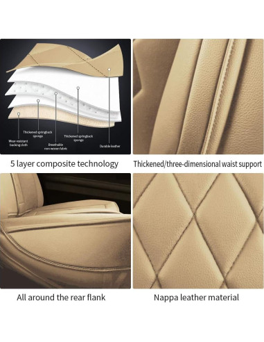 5 Fundas de Asiento AXYWZ para Toyota Yaris 2007-2020 Beige