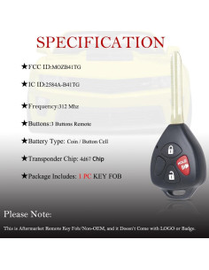 Control Remoto de Llave MechanMagic para Toyota Yaris 2007-2013 2