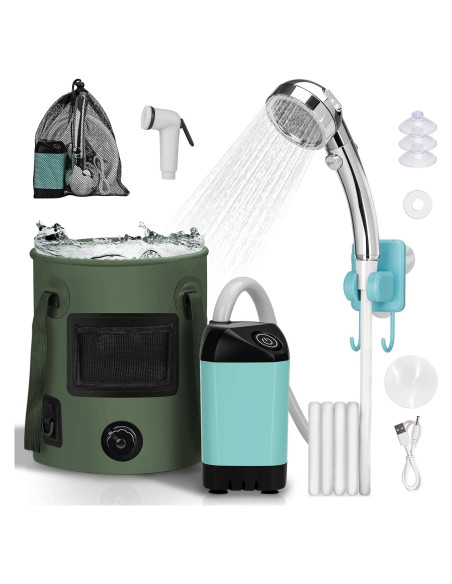 Ducha de Camping Thallike con Cubo Plegable 25L y LED