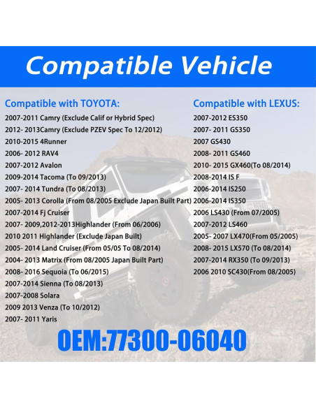 Tapa de Combustible DINGTONG 77300-06040 para Toyota y Lexus