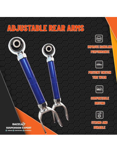 Brazos de Toe Traseros Ajustables DAZZLAIT JP-TO-9012 para Toyota