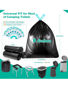 Bolsas para Inodoro Portátil OUMEE 60 Piezas 8 Galones 2