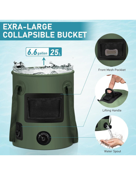 Ducha de Camping Thallike con Cubo Plegable 25L y LED