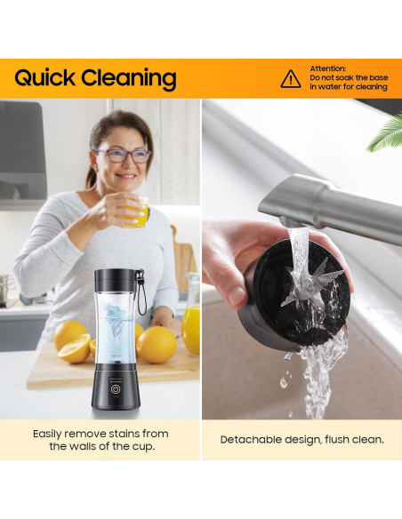 Licuadora Portátil YFIXQNSU 380ml Recargable USB Negra