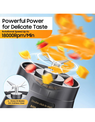 Licuadora Portátil YFIXQNSU 380ml Recargable USB Negra