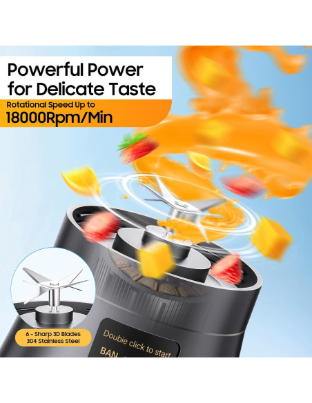 Licuadora Portátil YFIXQNSU 380ml Recargable USB Negra