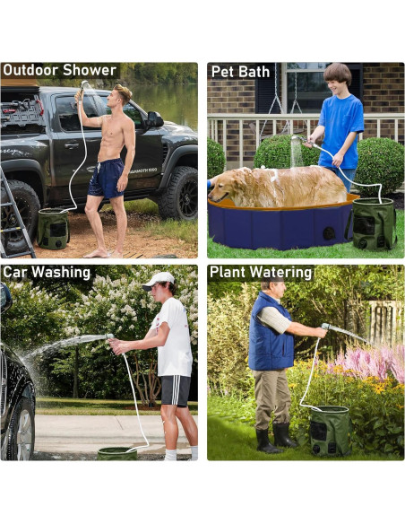 Ducha de Camping Thallike con Cubo Plegable 25L y LED