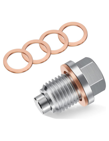 Tapón de Drenaje de Aceite Magnético JUSTTOP M12 x 1.5 con 5 Arandelas