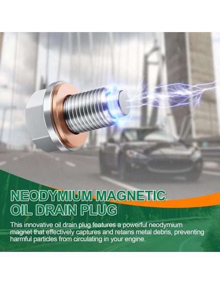Tapón de Drenaje de Aceite Magnético JUSTTOP M12 x 1.5 con 5 Arandelas
