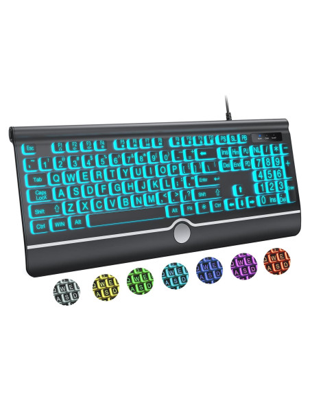 Teclado USB Retroiluminado KOPJIPPOM Grande 7 Colores