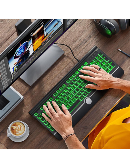 Teclado USB Retroiluminado KOPJIPPOM Grande 7 Colores