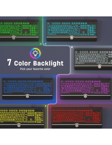 Teclado USB Retroiluminado KOPJIPPOM Grande 7 Colores