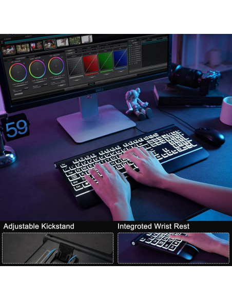 Teclado USB Retroiluminado KOPJIPPOM Grande 7 Colores