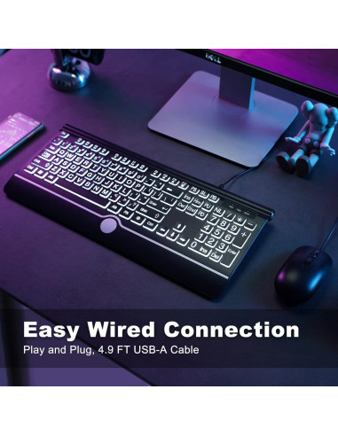 Teclado USB Retroiluminado KOPJIPPOM Grande 7 Colores