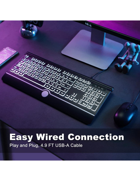 Teclado USB Retroiluminado KOPJIPPOM Grande 7 Colores